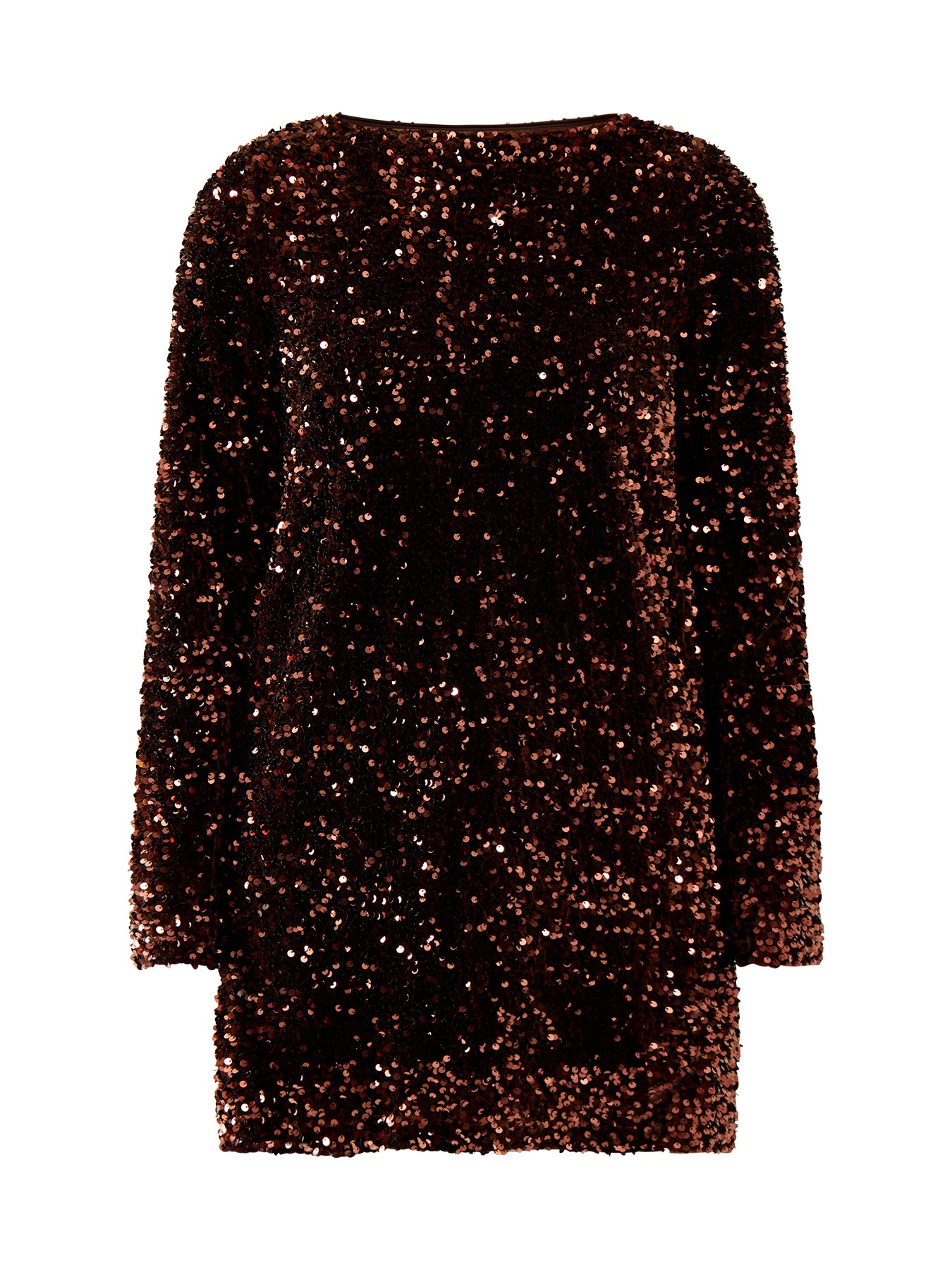 Bow Sequin Mini Dress Chocolate