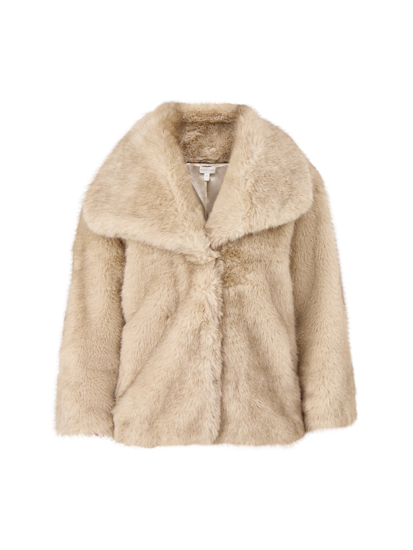 Agatha Exaggerated Collar Faux Fur Coat Beige Marl