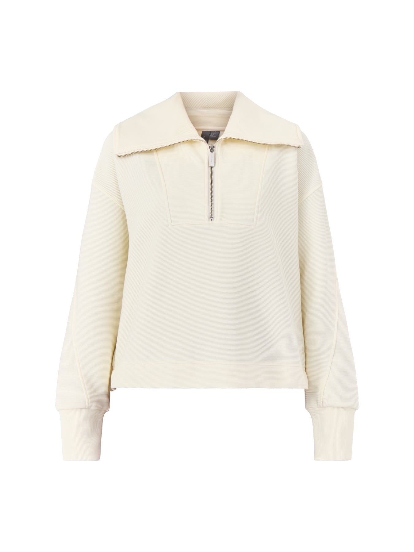 Peaceful Rib Half Zip Cropped Sweatshirt Lily White