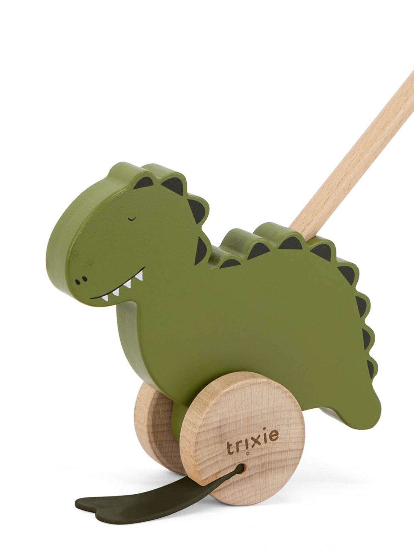 Wooden Push Along Toy Mr Dino Green