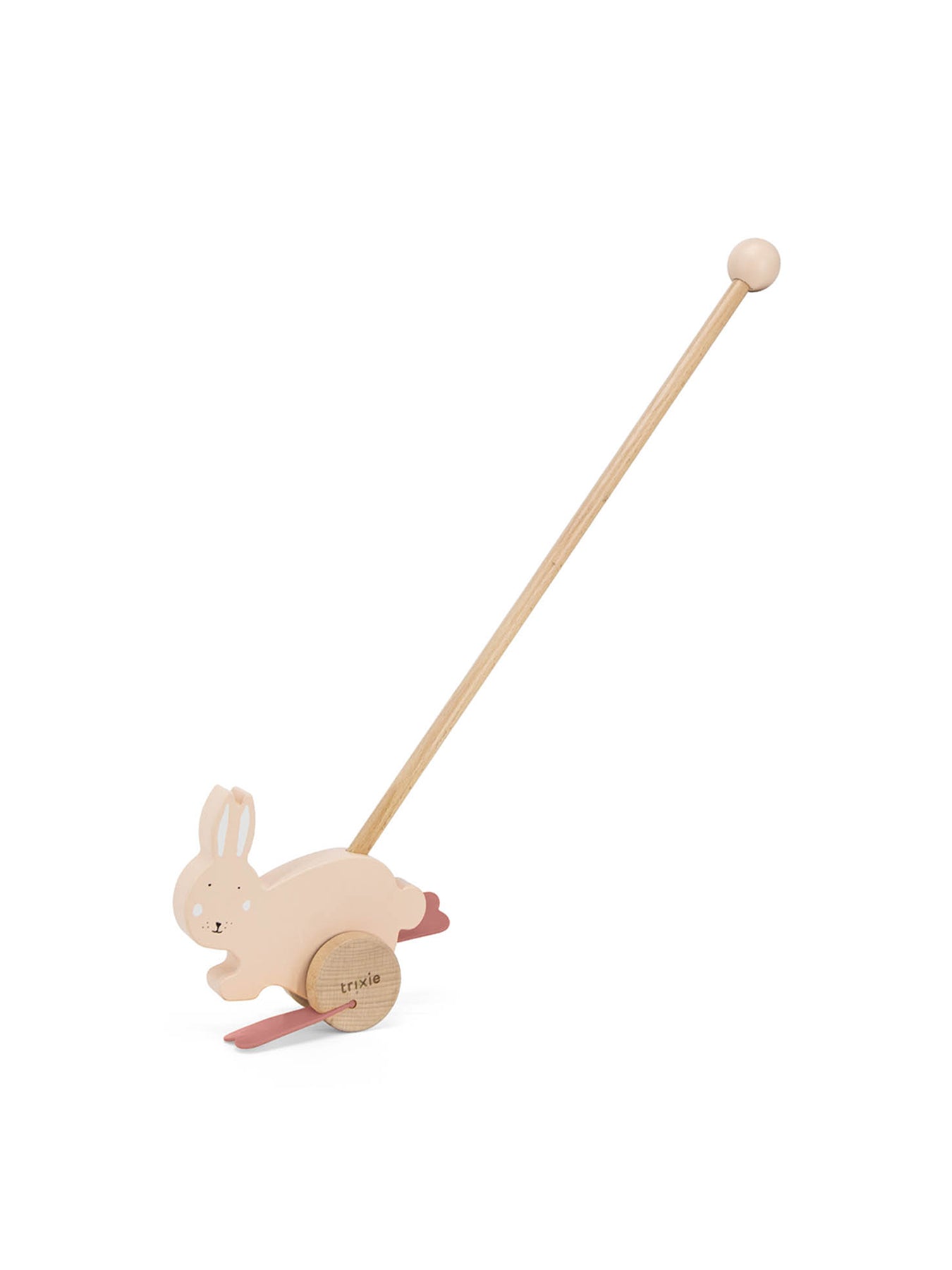 Wooden Push Along Toy Mrs Rabbit Pink