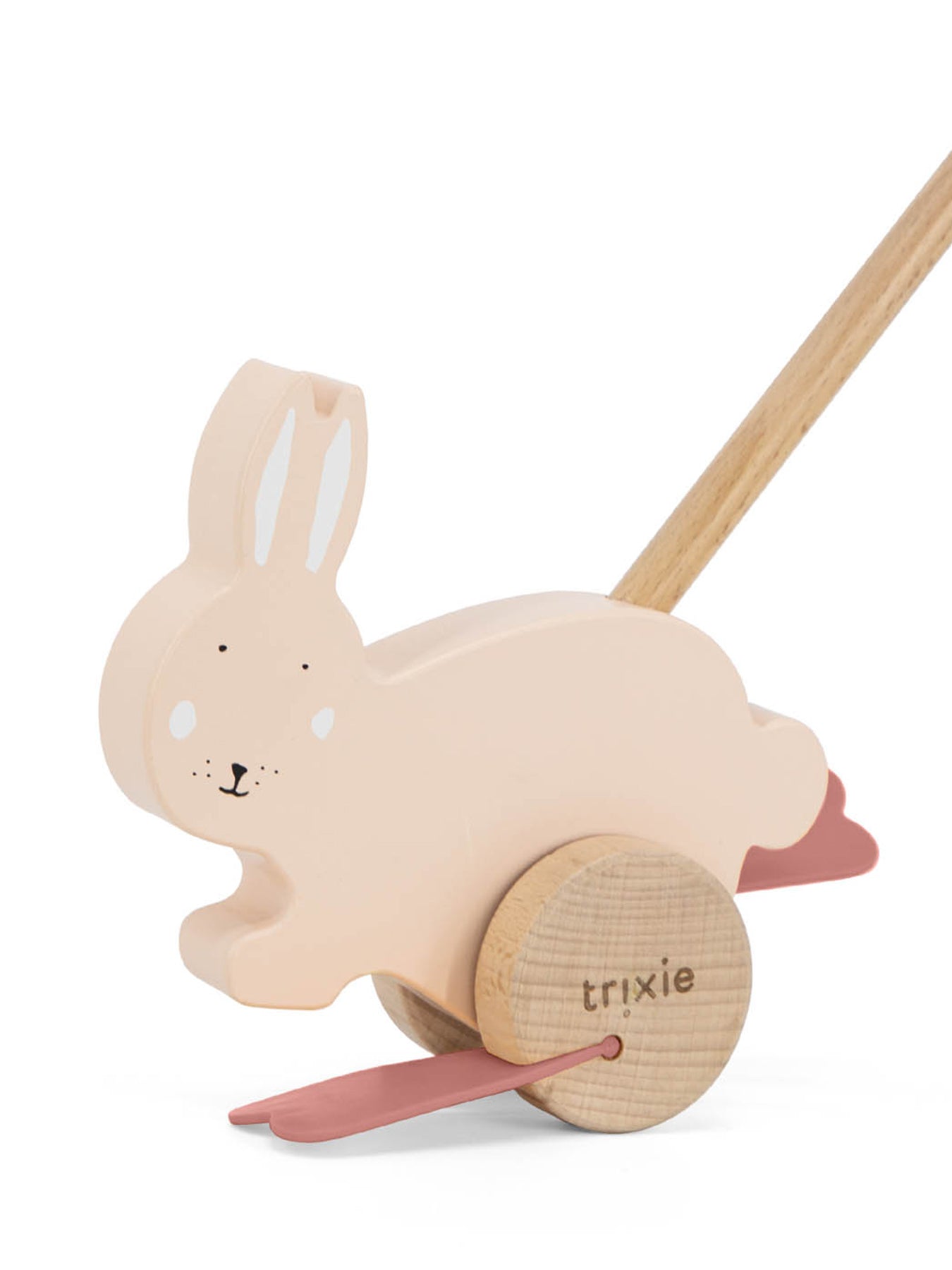 Wooden Push Along Toy Mrs Rabbit Pink