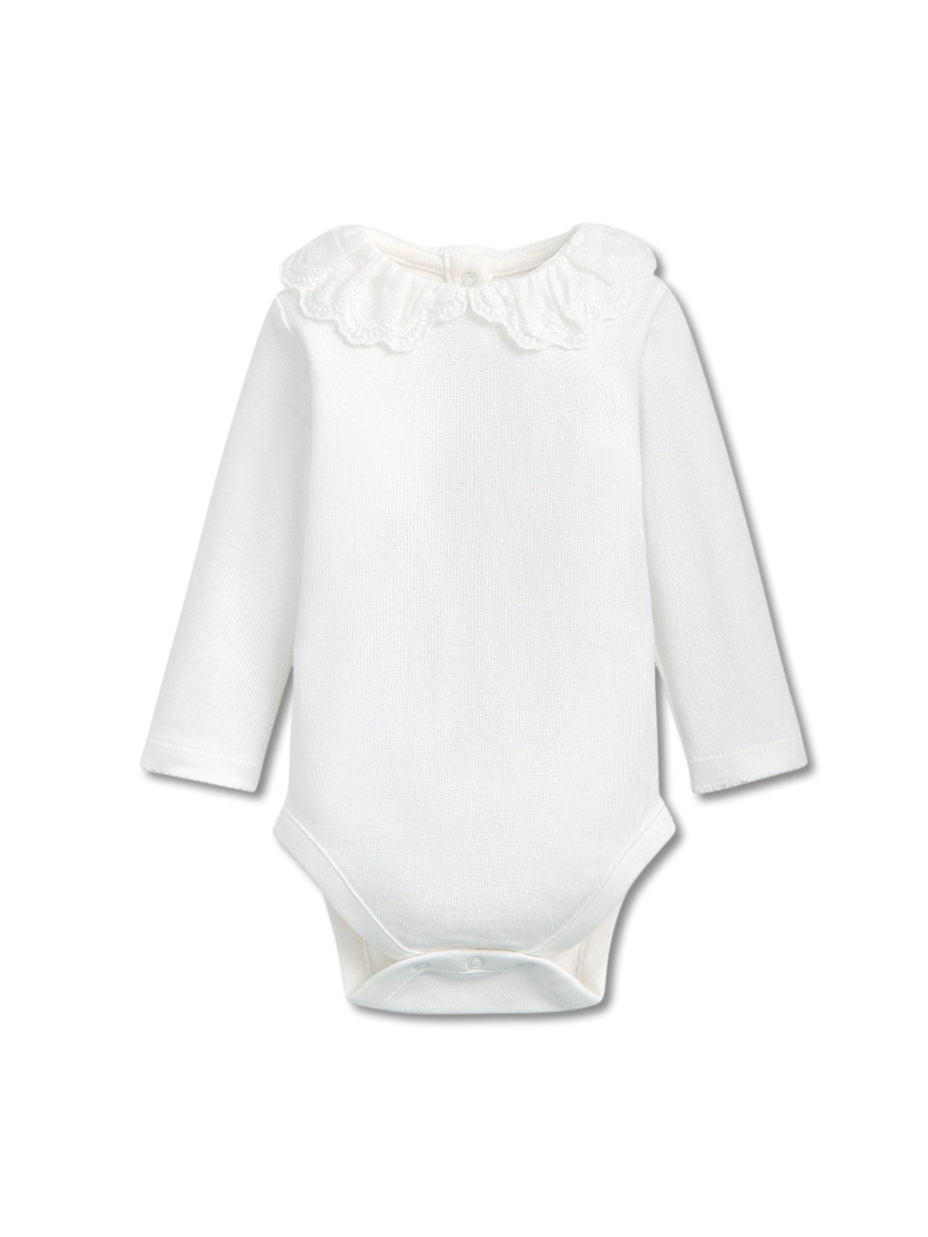 White Embroidered Collar Bodysuit