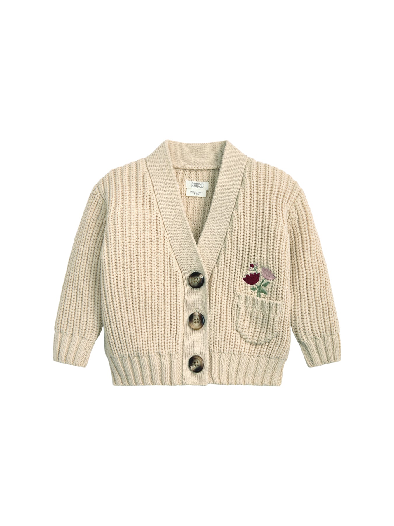 Mamas & Papas Embroidered Knit Cardigan Cream