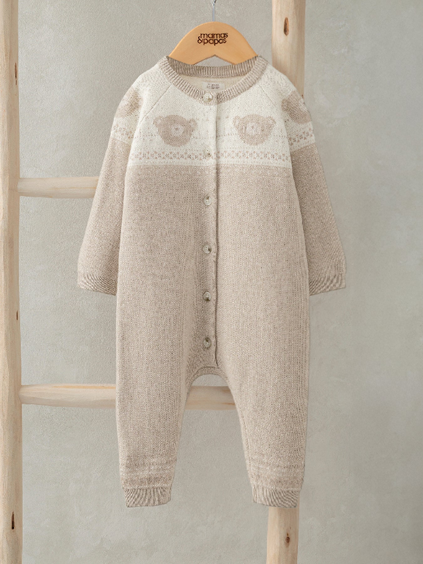 Cream Teddy Bear Knitted Romper