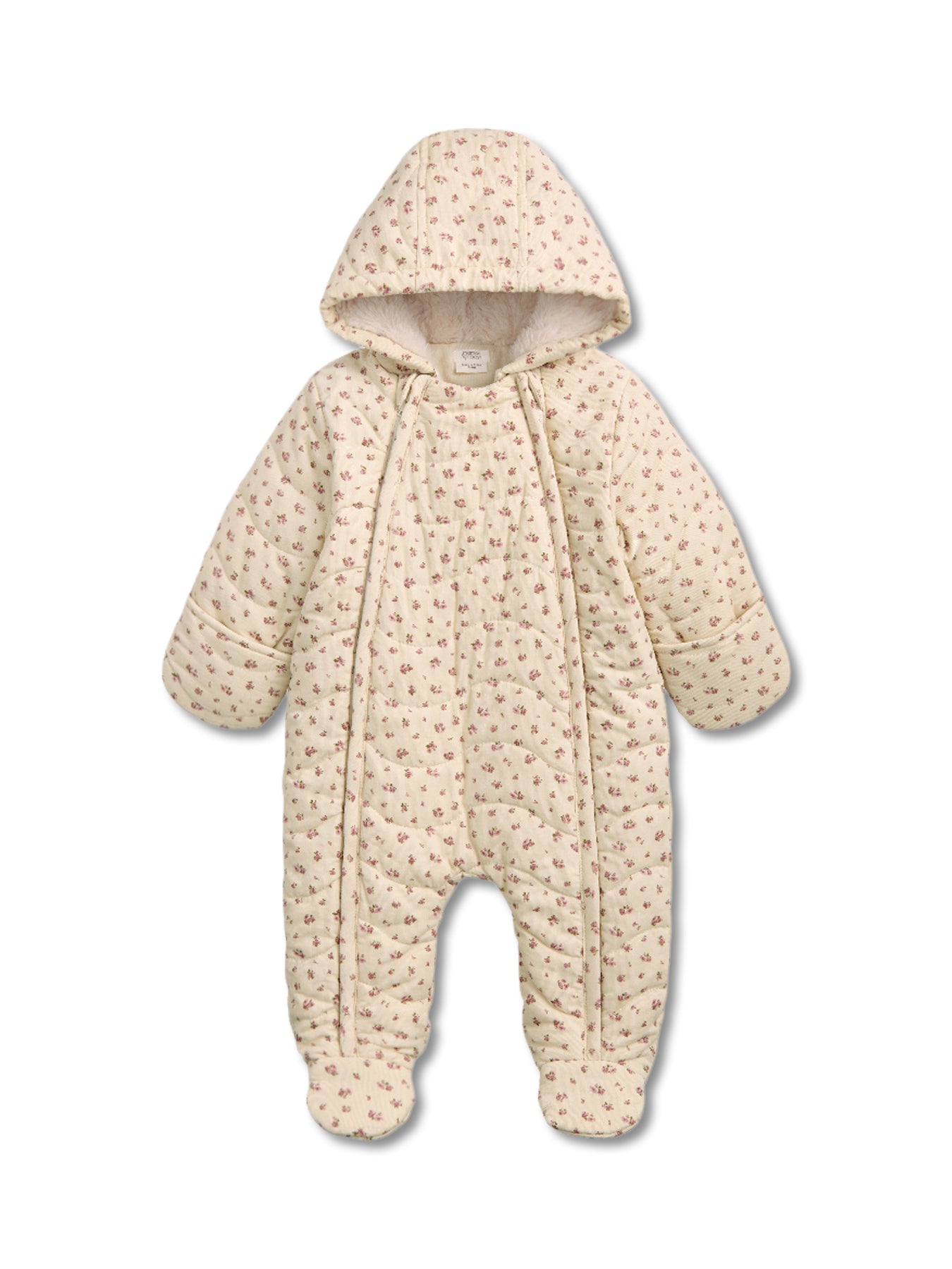 Cream Floral Ditsy Rose Quilted Pramsuit