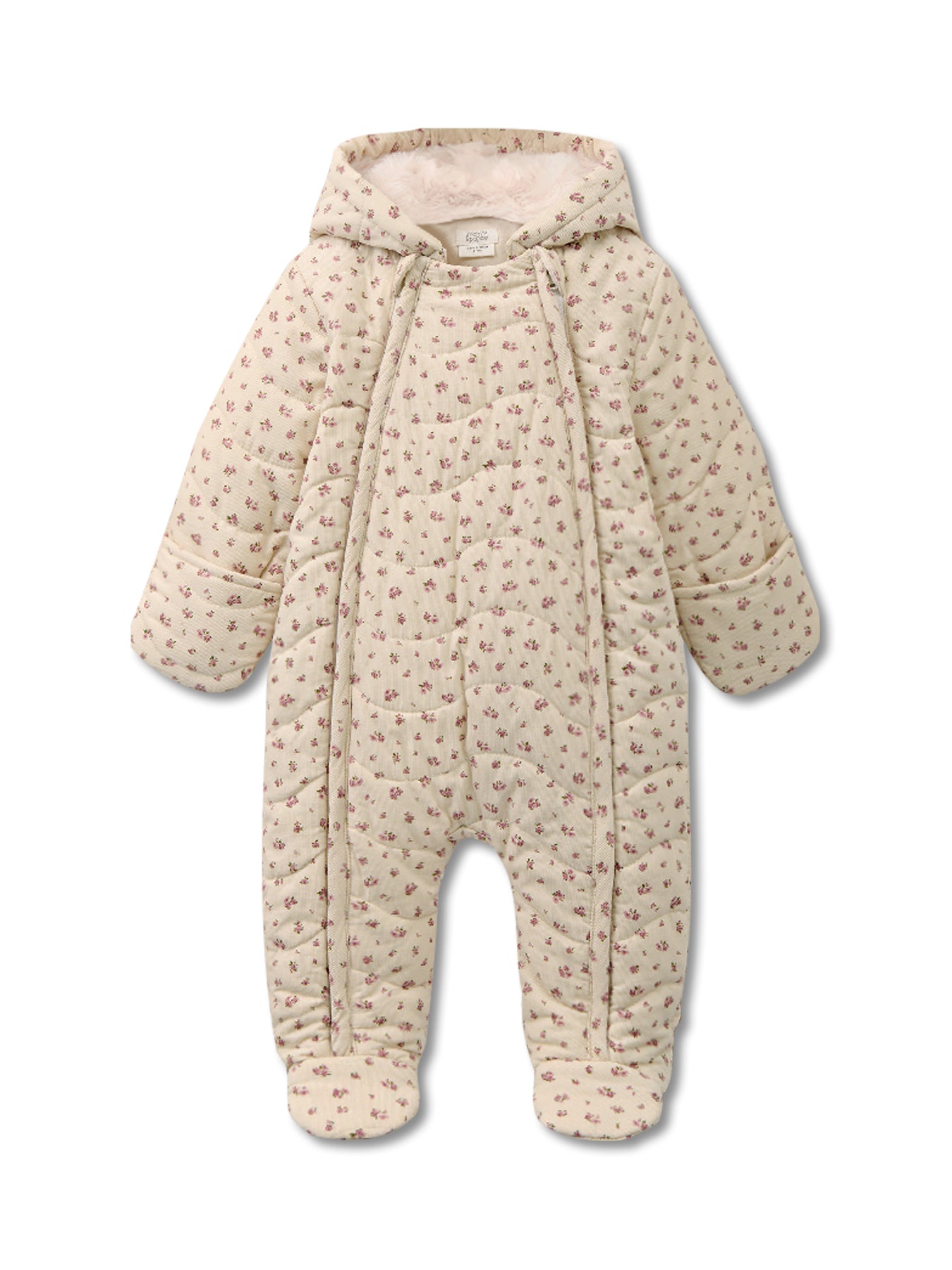 Cream Floral Ditsy Rose Quilted Pramsuit