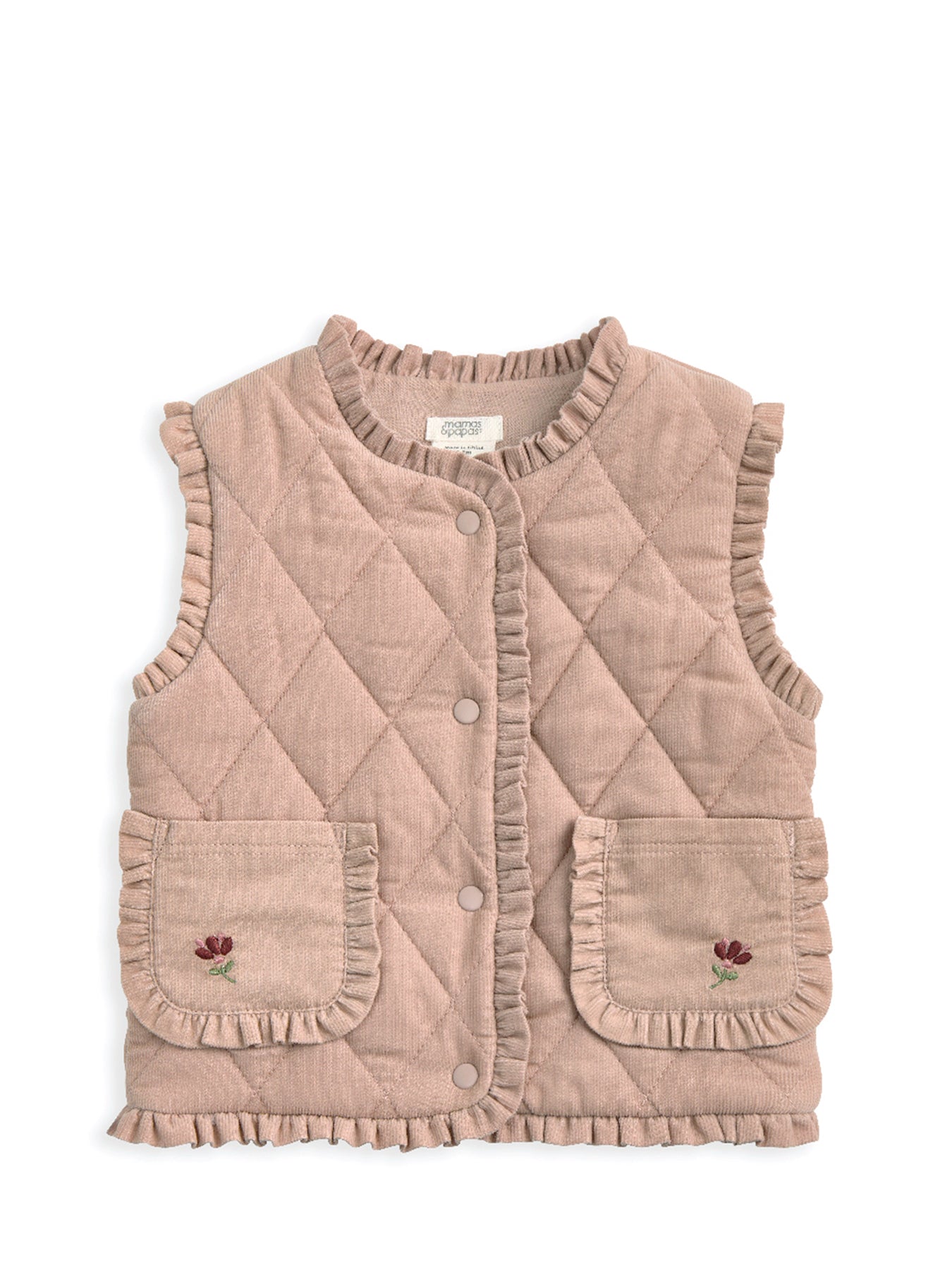 Pink Cord Cotton Quilted Gilet