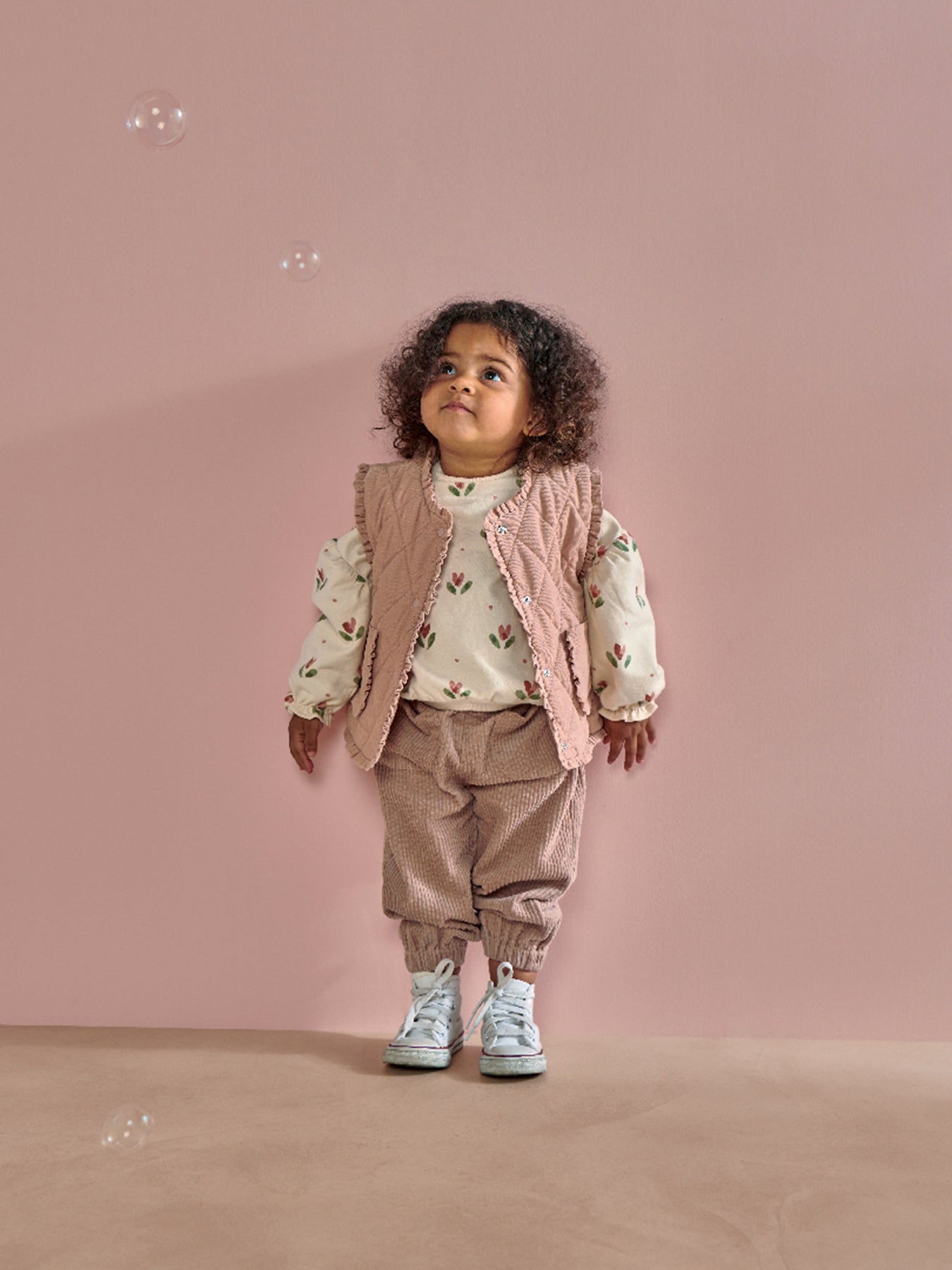 Pink Cord Cotton Quilted Gilet