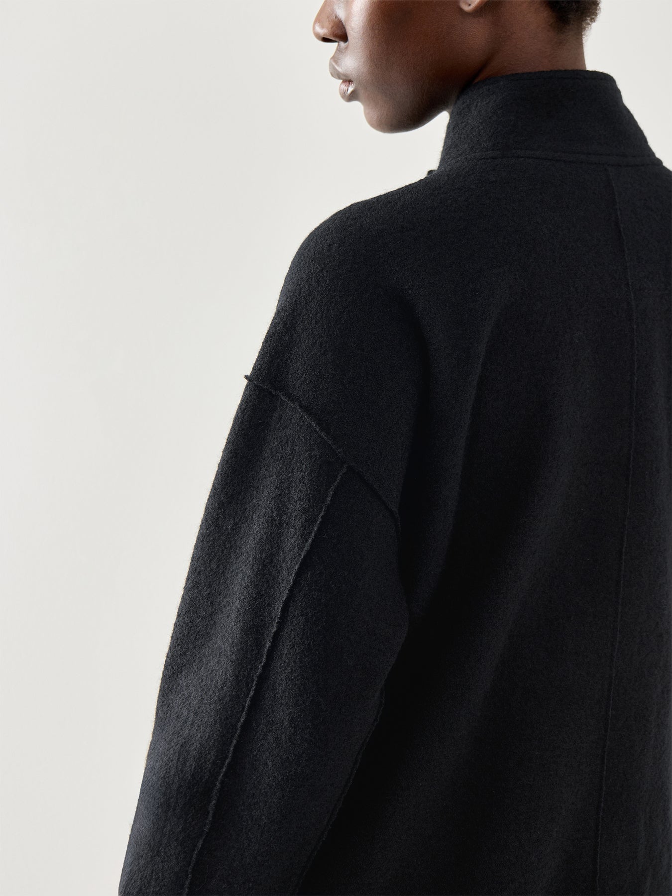 Stand Collar Jacket Pockets Black