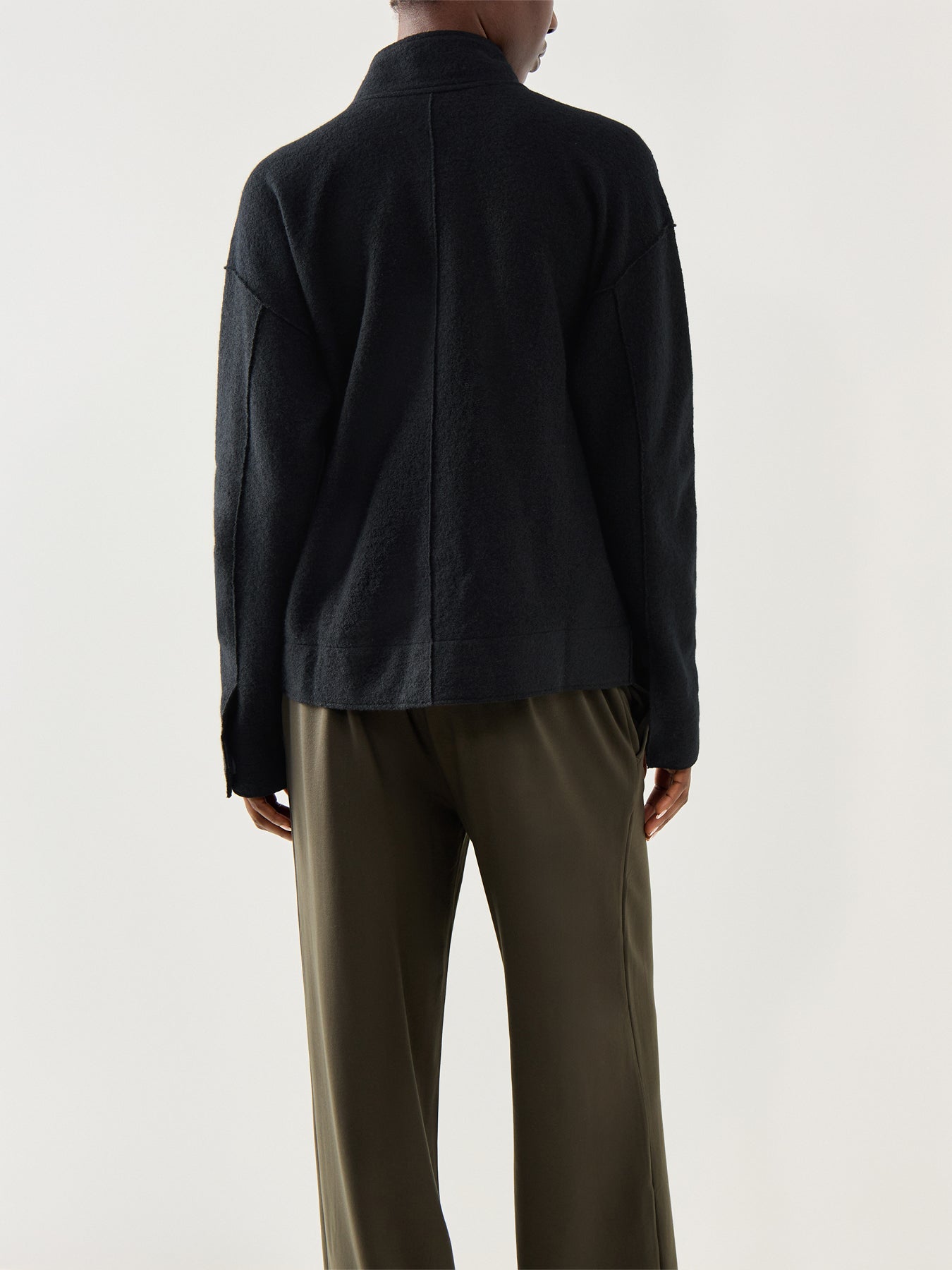 Stand Collar Jacket Pockets Black