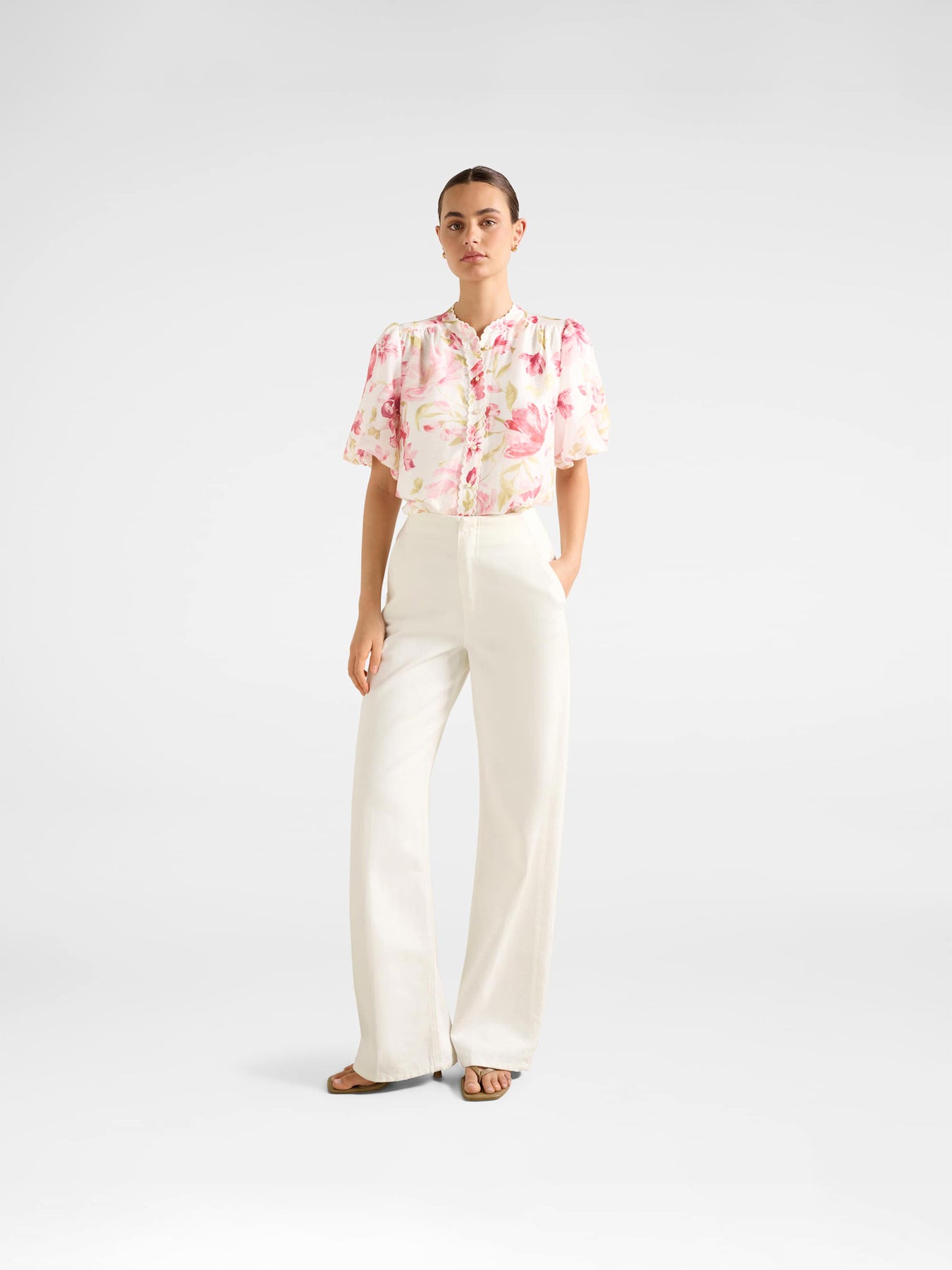 Becca Scalloped Neck Blouse