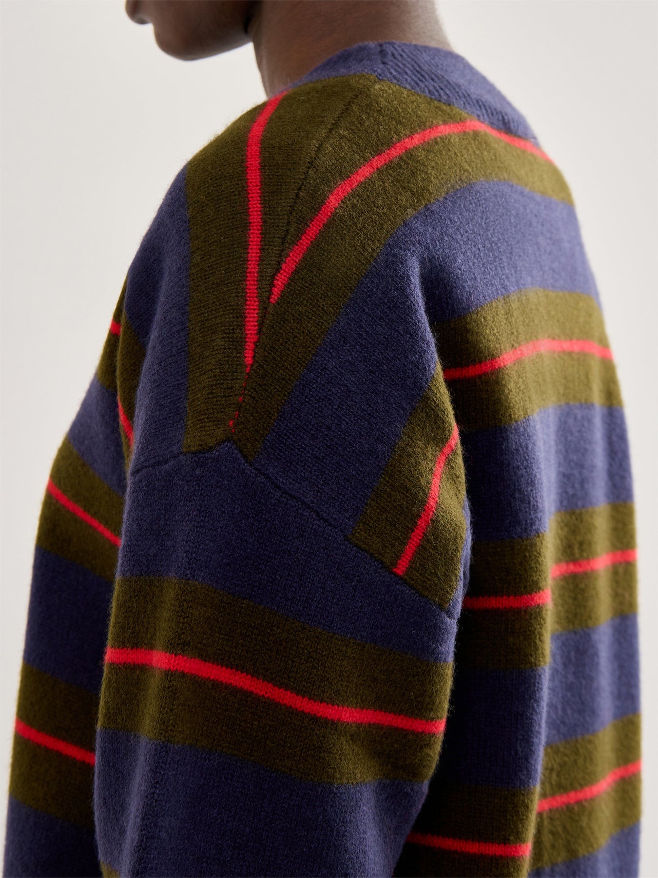 Odette V Neck Jumper Green Stripe