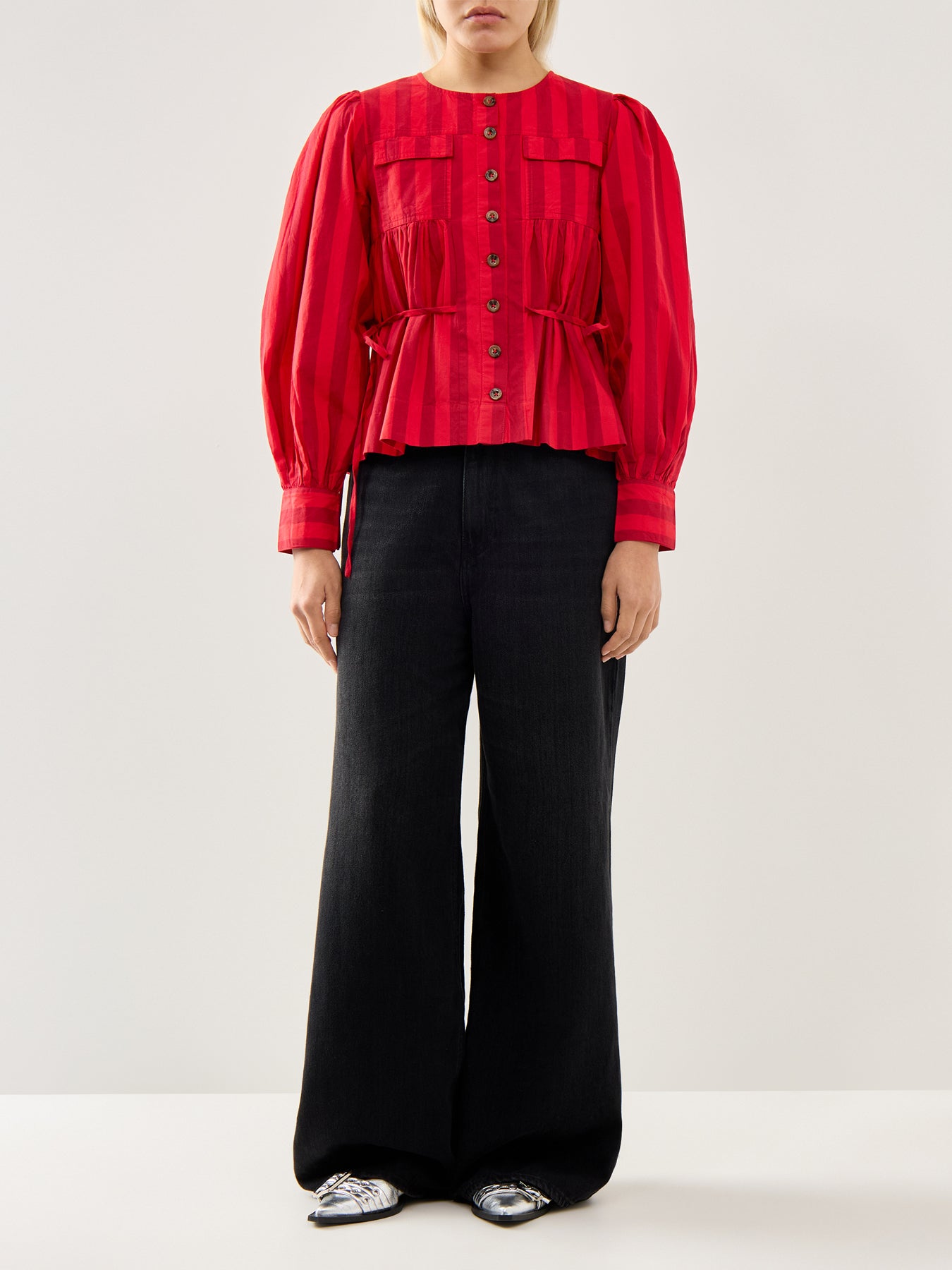 Charlize Blouse Red Burg Stripe