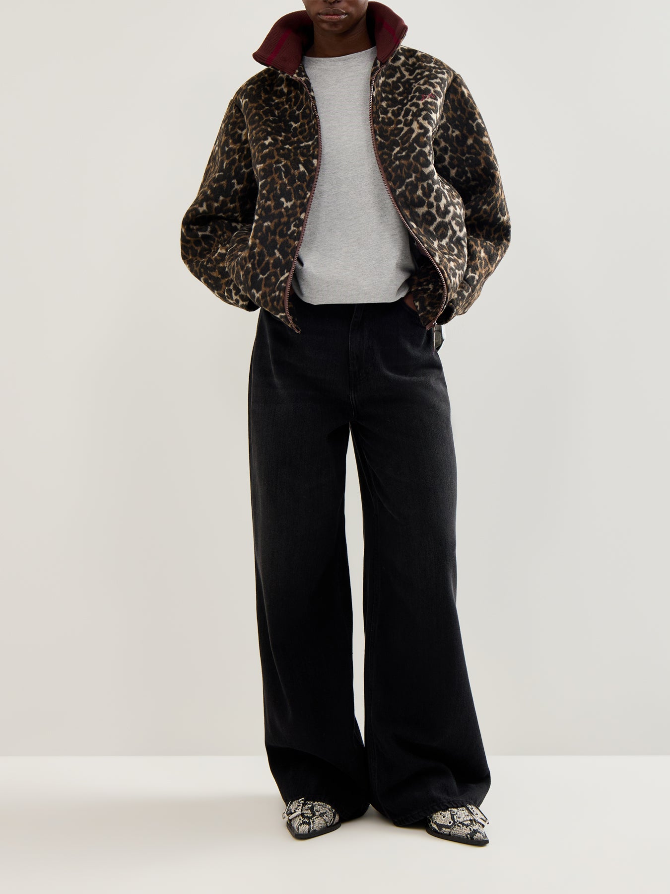 Pixie Wool Bomber Jacket Leopard Print
