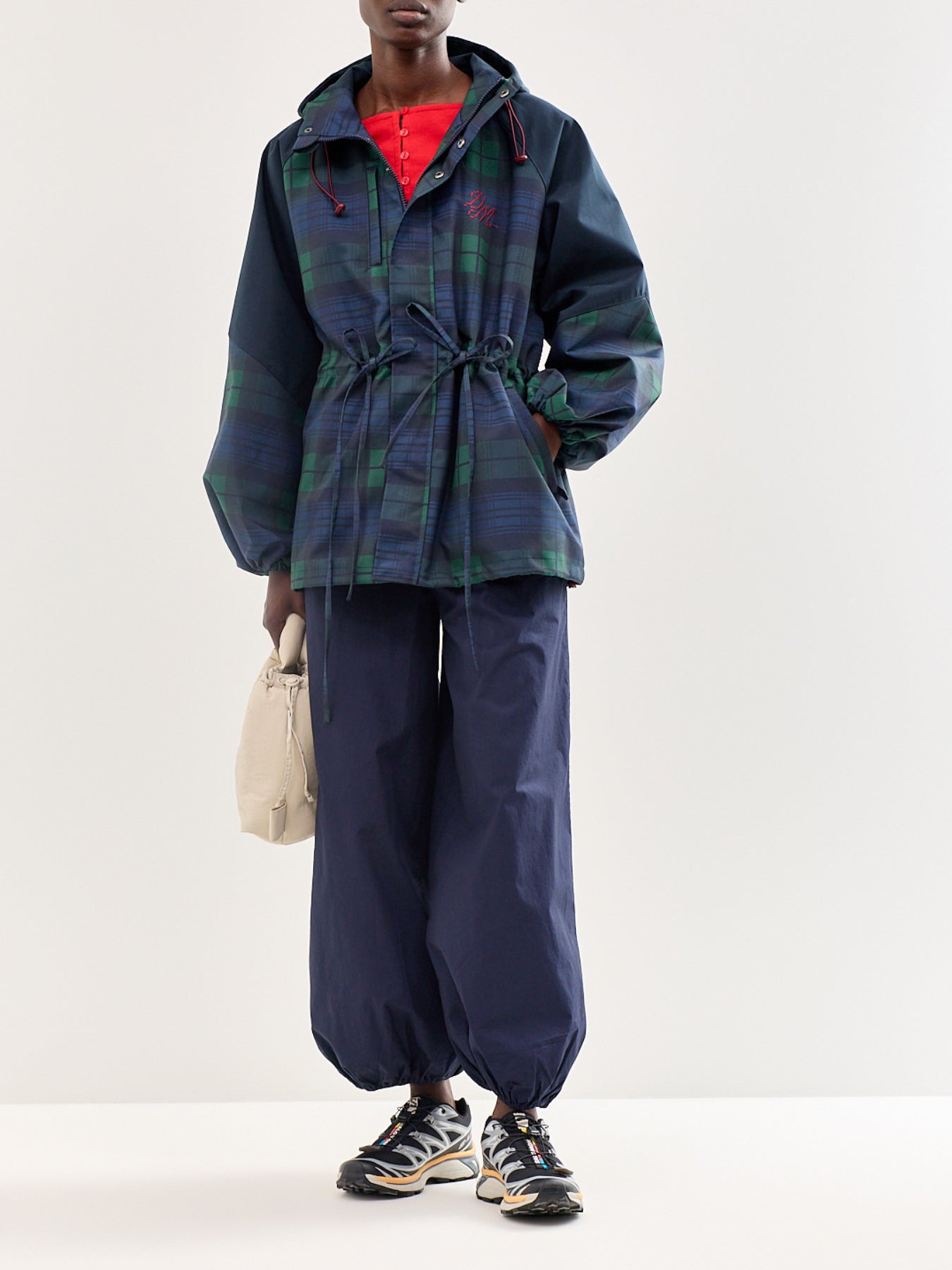 Liu Check Raincoat Navy