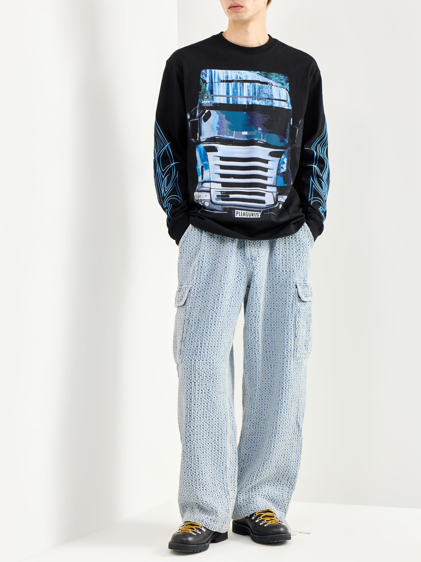 Knitted Indigo Cardo Pants Blue
