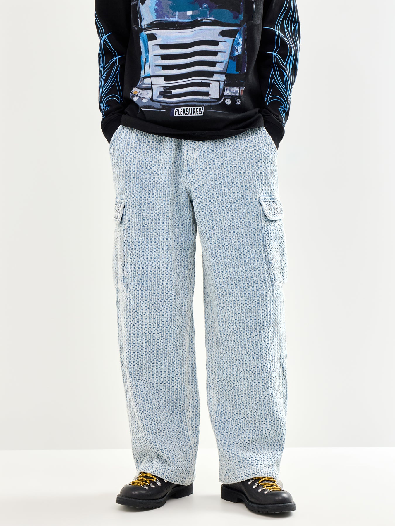 Knitted Indigo Cardo Pants Blue