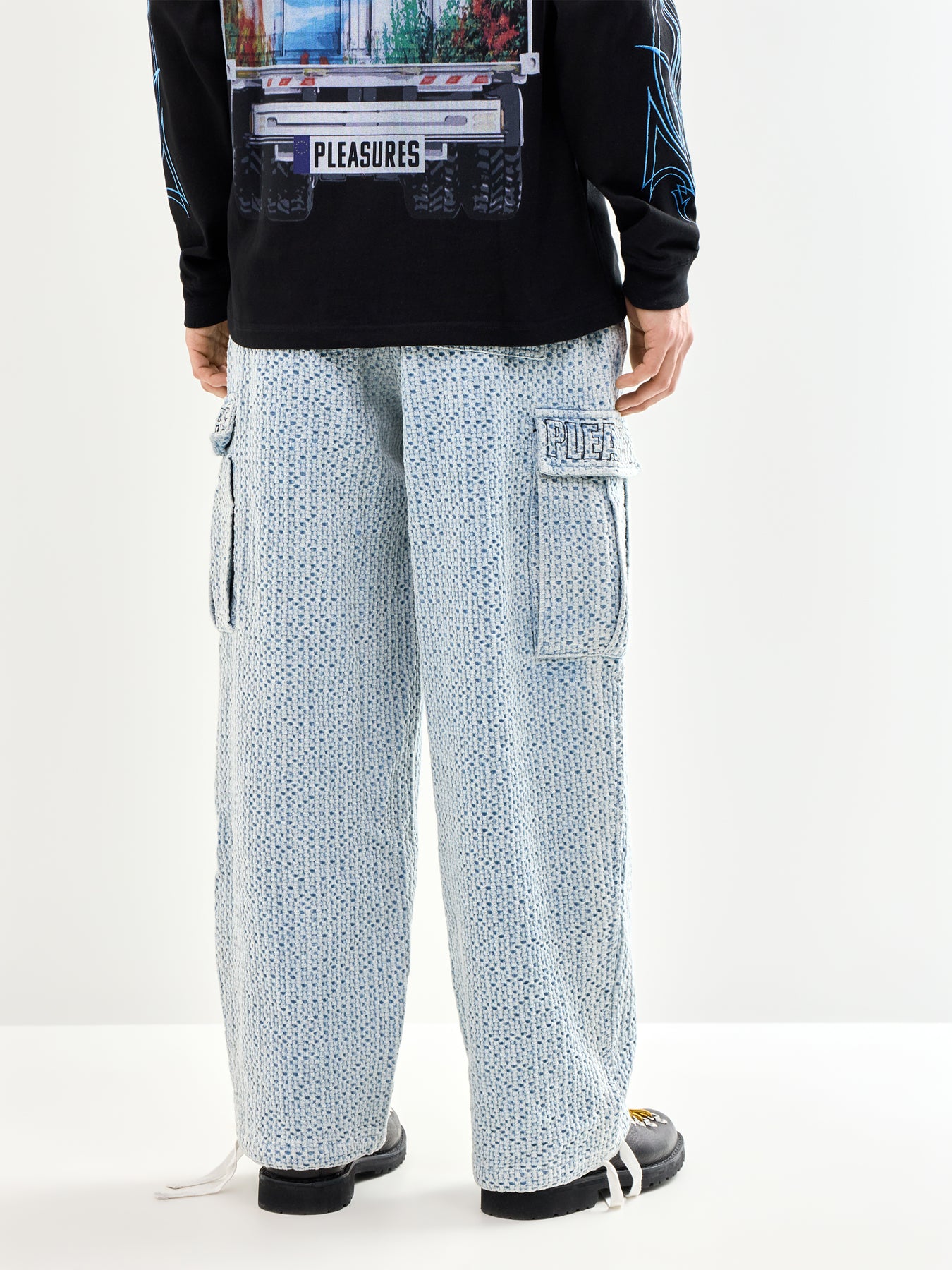 Knitted Indigo Cardo Pants Blue