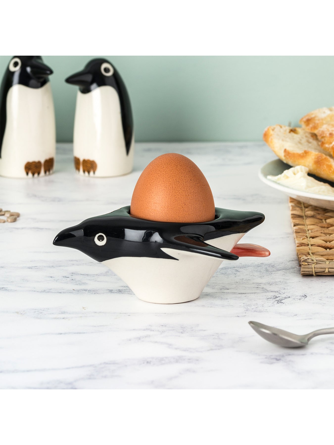 Penguin Egg Cup Black/White