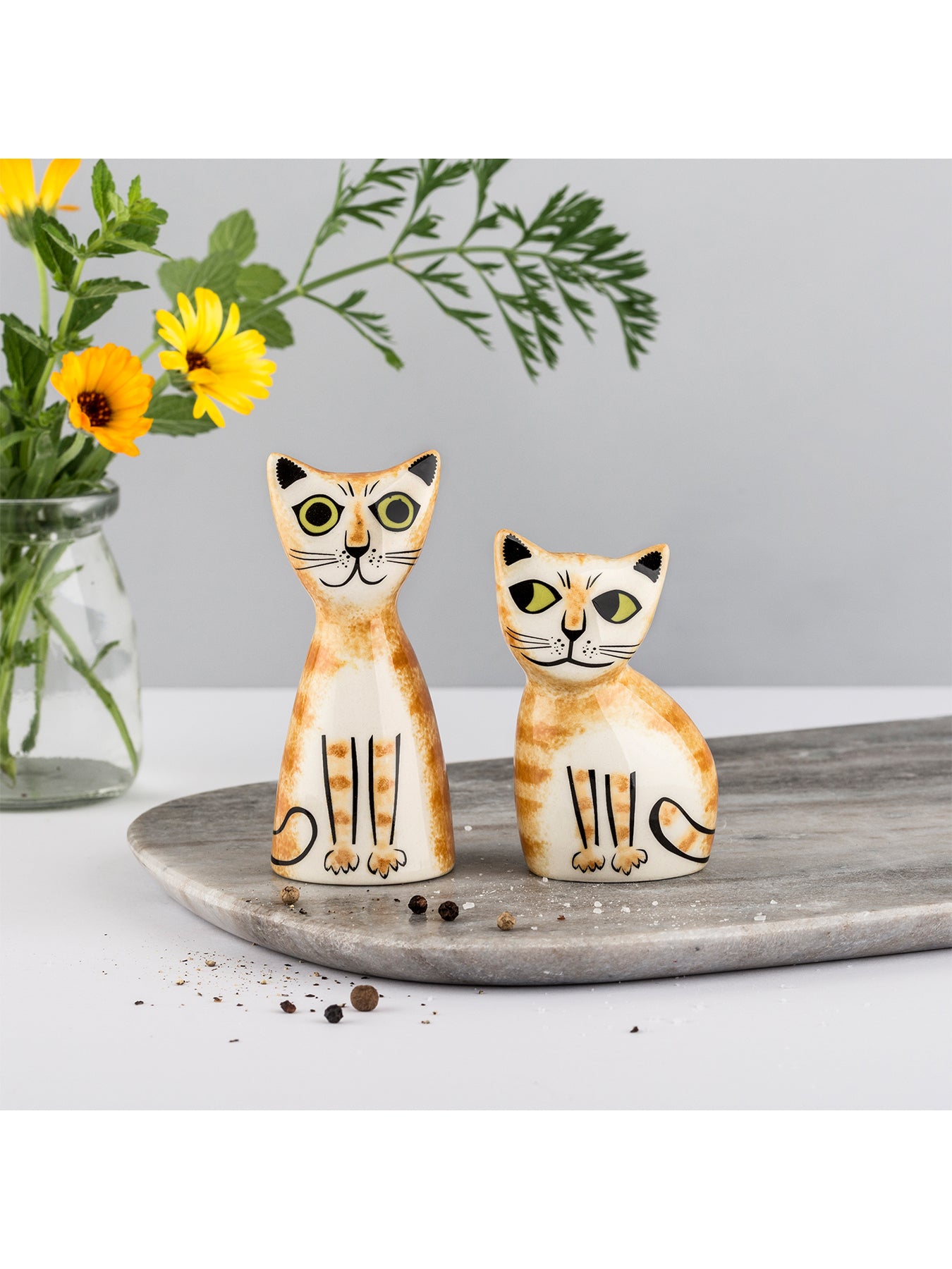 Cat Salt and Pepper Shakers Ginger