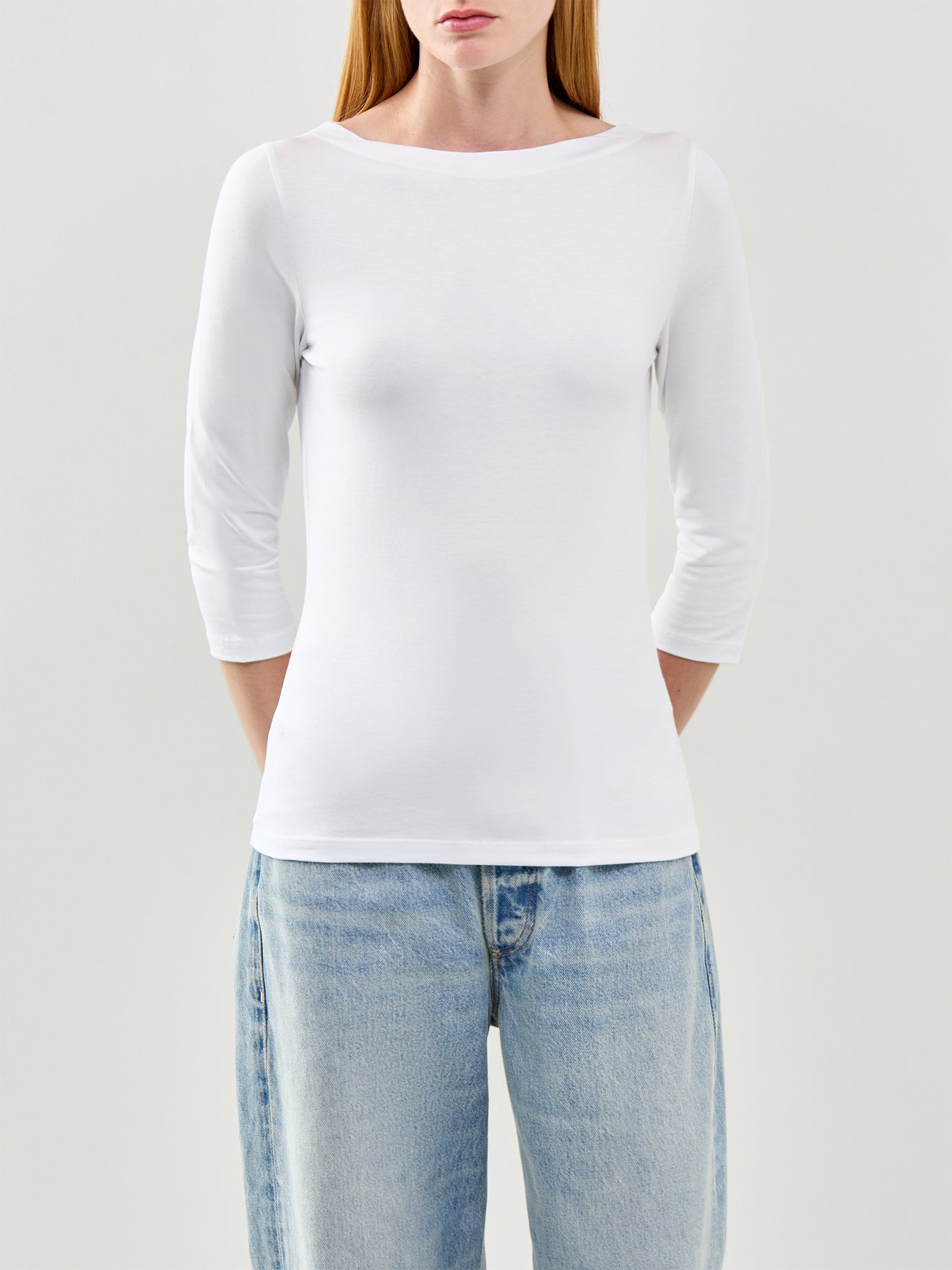 Panda Modal 3/4 Sleeve Top White