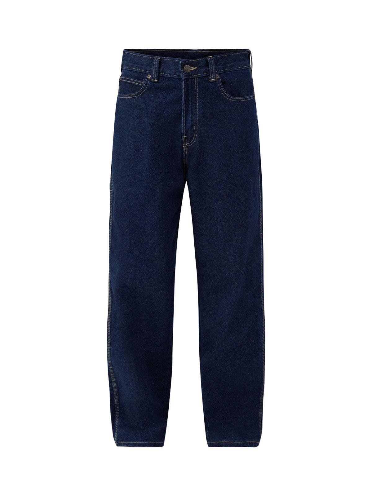 Baggy Tapered Cotton Work Jeans - Rinsed Blue