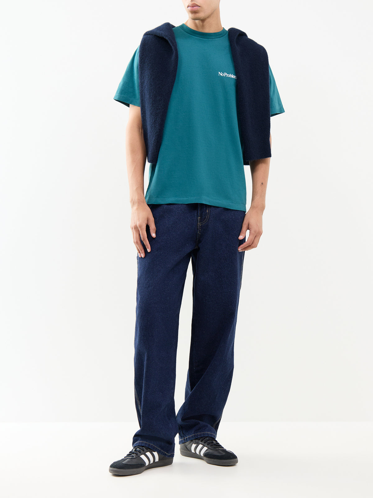 Baggy Tapered Cotton Work Jeans - Rinsed Blue