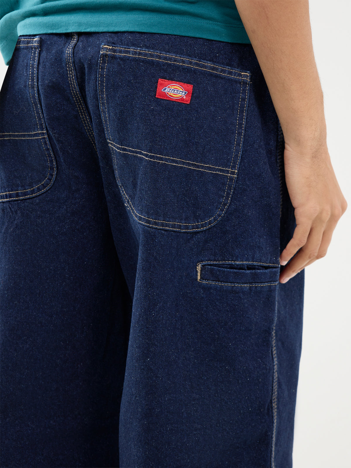 Baggy Tapered Cotton Work Jeans - Rinsed Blue
