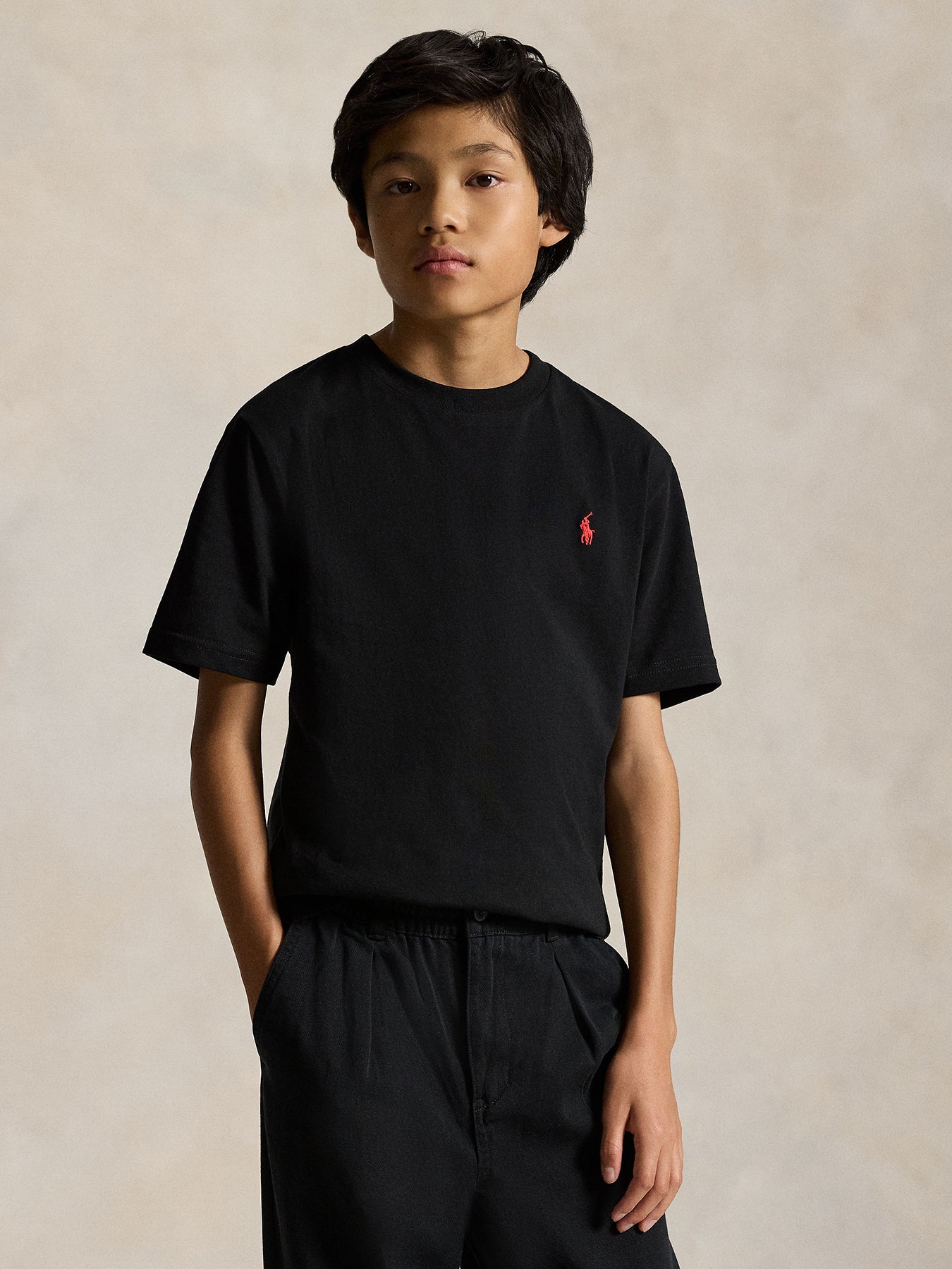 Kids' Cotton Jersey Crew Neck T-Shirt Black
