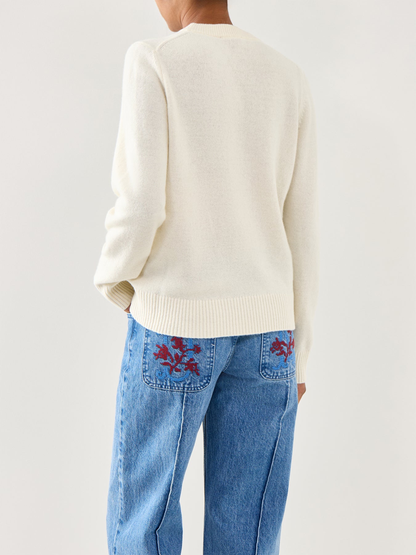 Graphic Wool Mix Fluffy Puppy Love Crewneck White