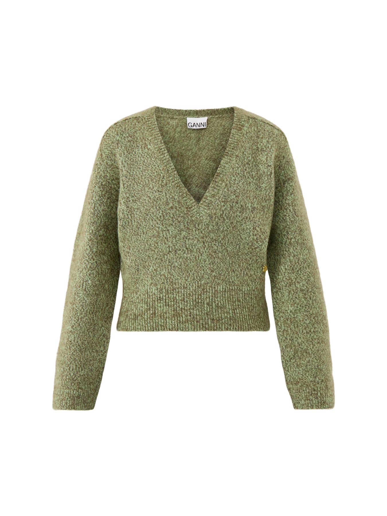 Brushed Mohair Mix Deep V-neck Jumper