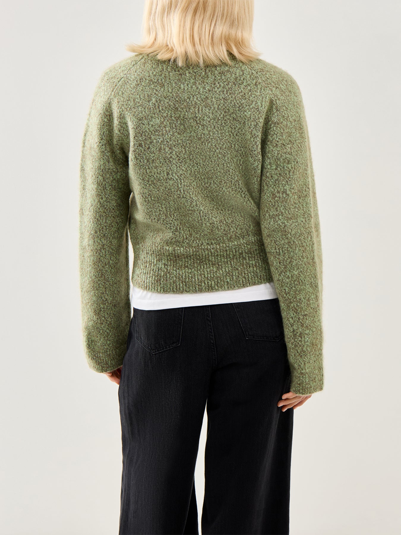 Brushed Mohair Mix Deep V-neck Jumper