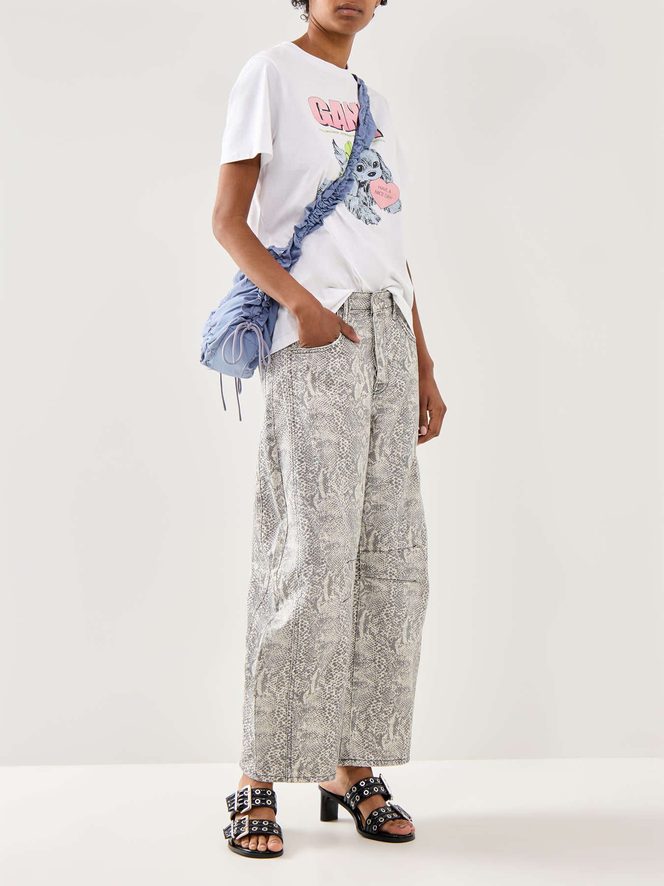 Basic Cotton Jersey Neon Puppy  T-Shirt White