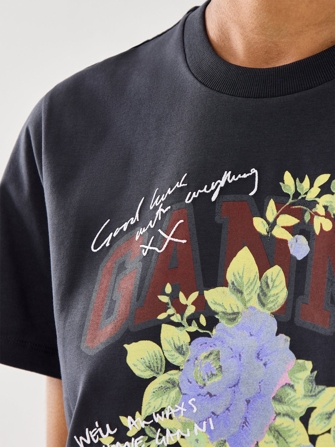 Basic Cotton Jersey Rose T-Shirt Black