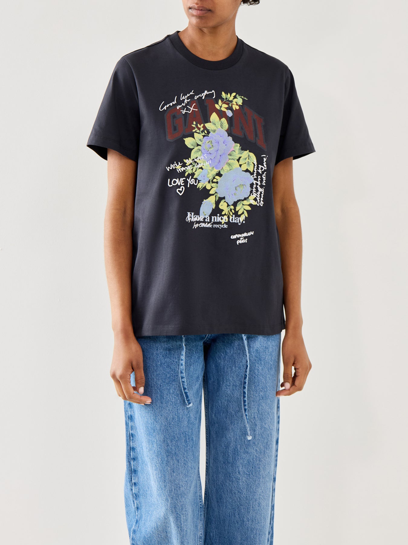 Basic Cotton Jersey Rose T-Shirt Black