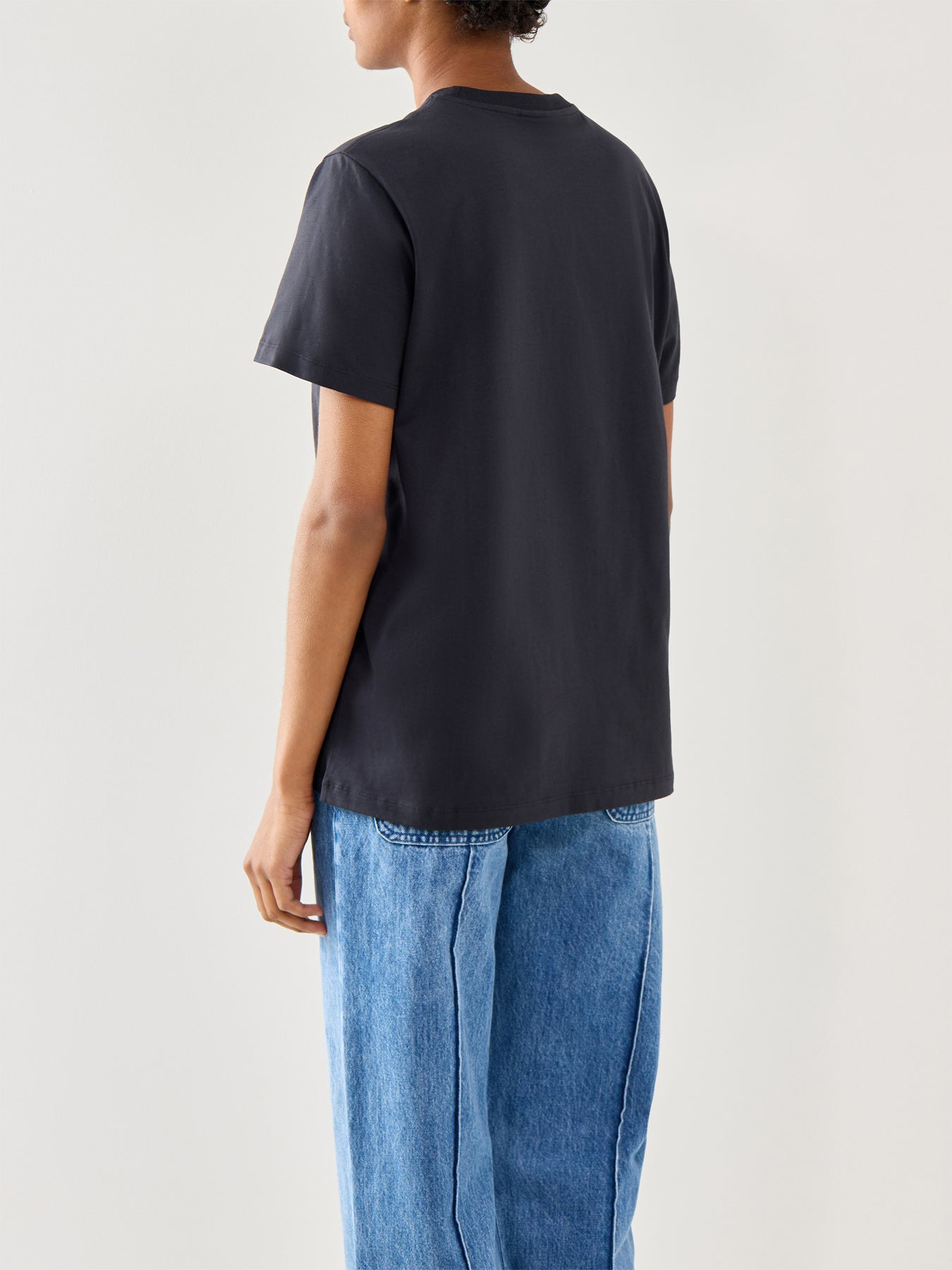 Basic Cotton Jersey Rose T-Shirt Black