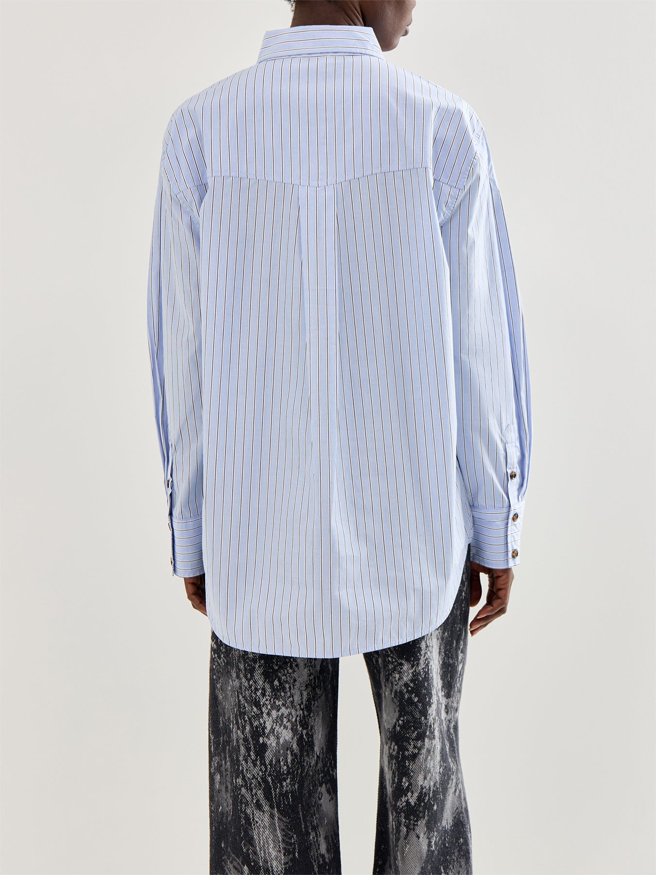 Stripe Oversized Cotton Shirt Purple