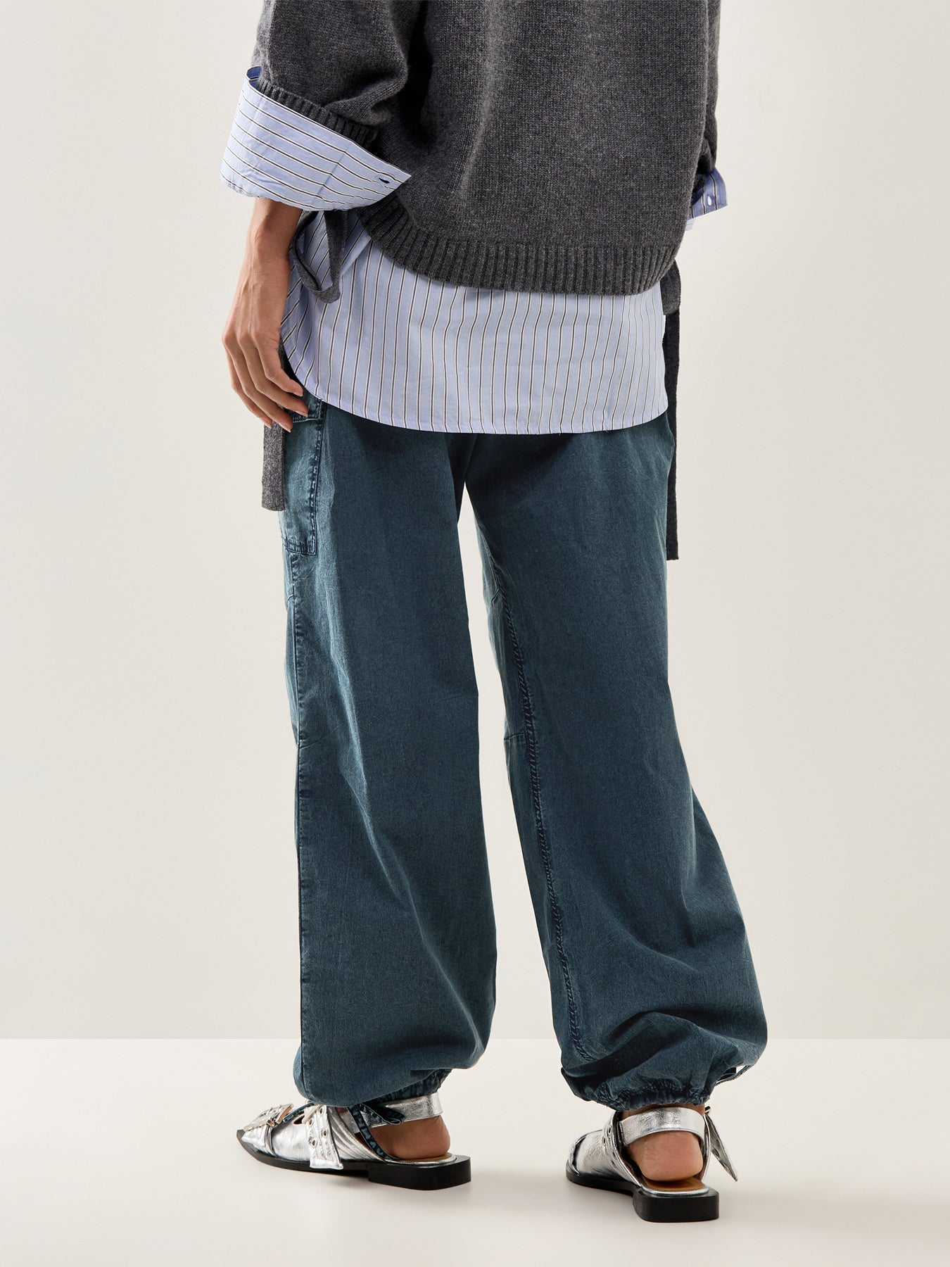 Washed Stretch Cotton Pants Sky Captain