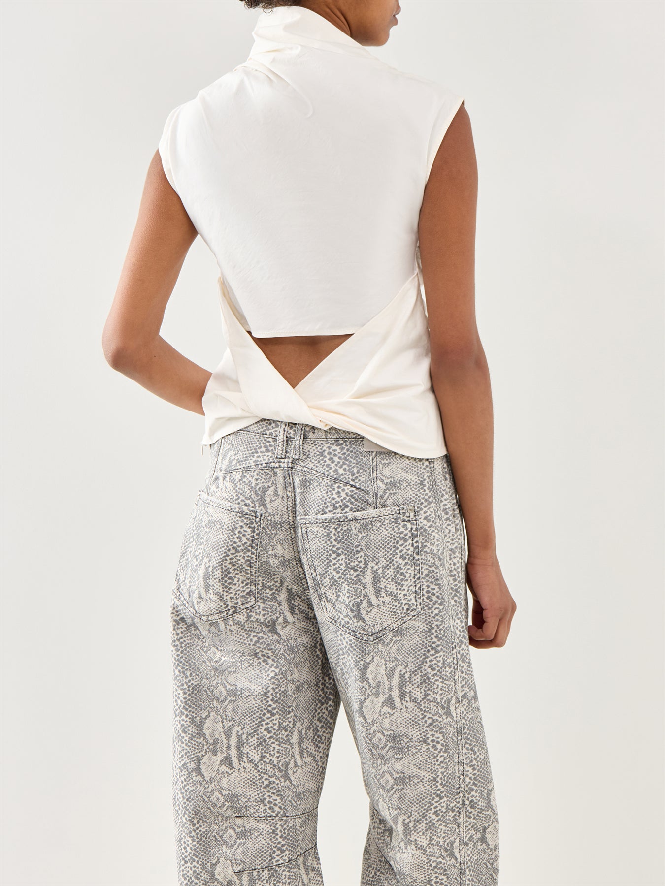 Stretch Cotton Ruched Top White