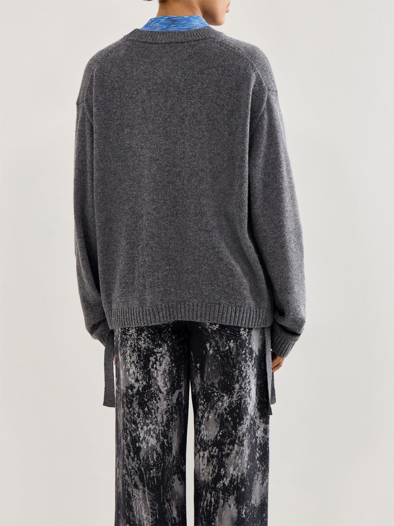 Future Wool Mix Oversized O-Neck Charcoal Grey