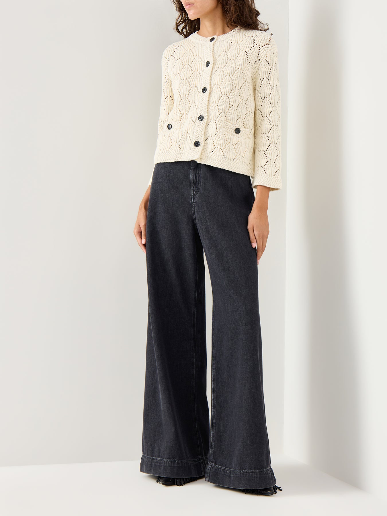 Malexina 3/4 Sleeve Cardigan White