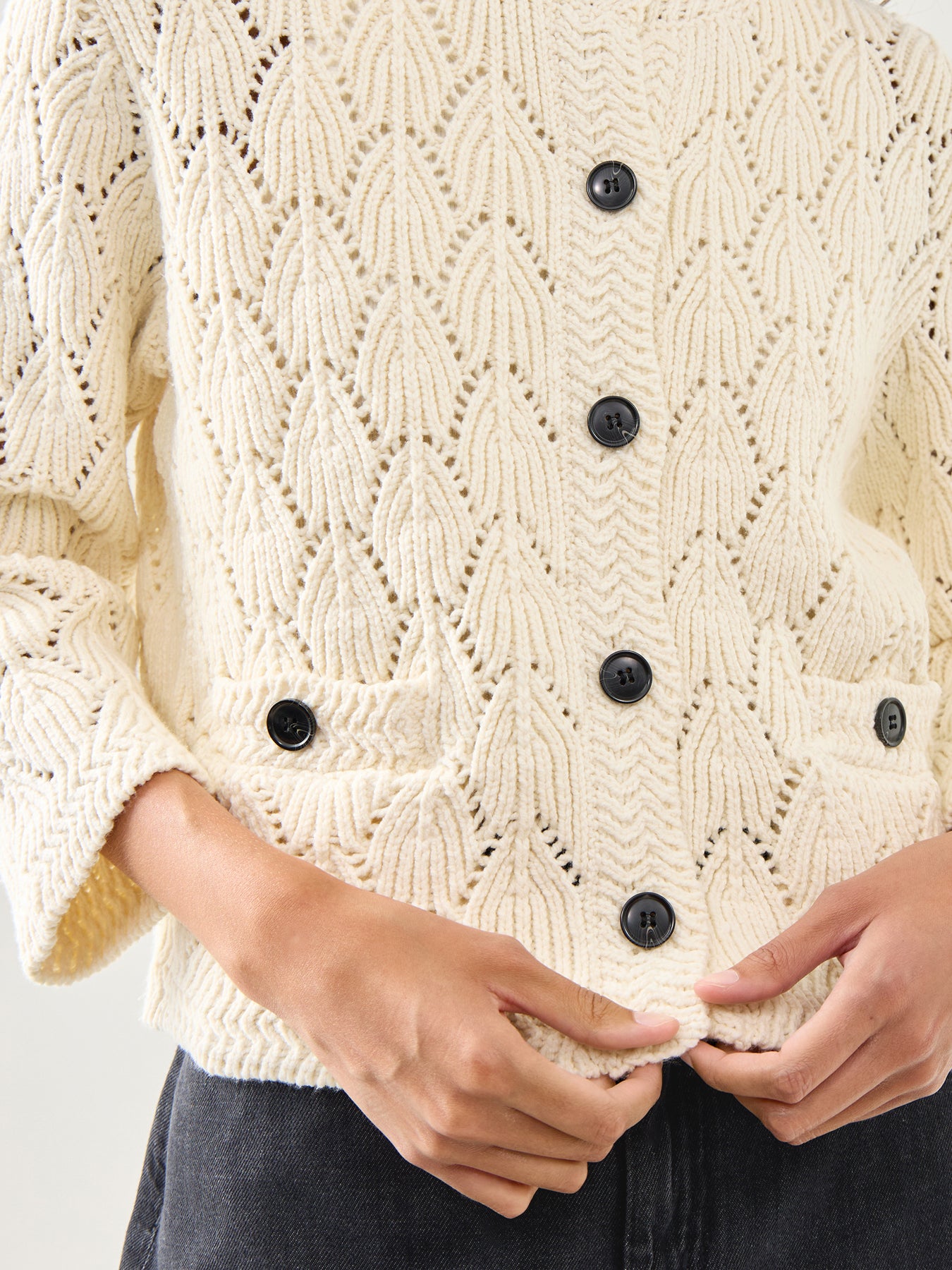 Malexina 3/4 Sleeve Cardigan White