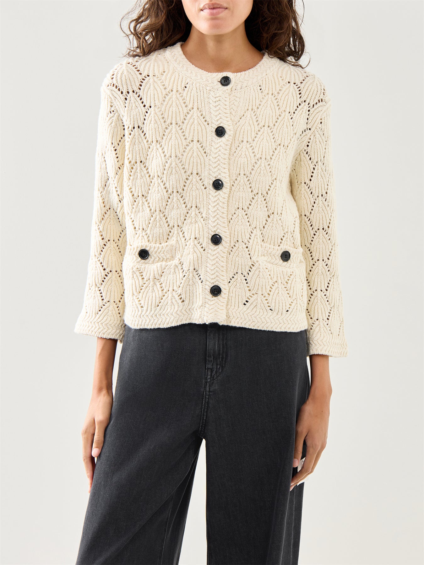 Malexina 3/4 Sleeve Cardigan White