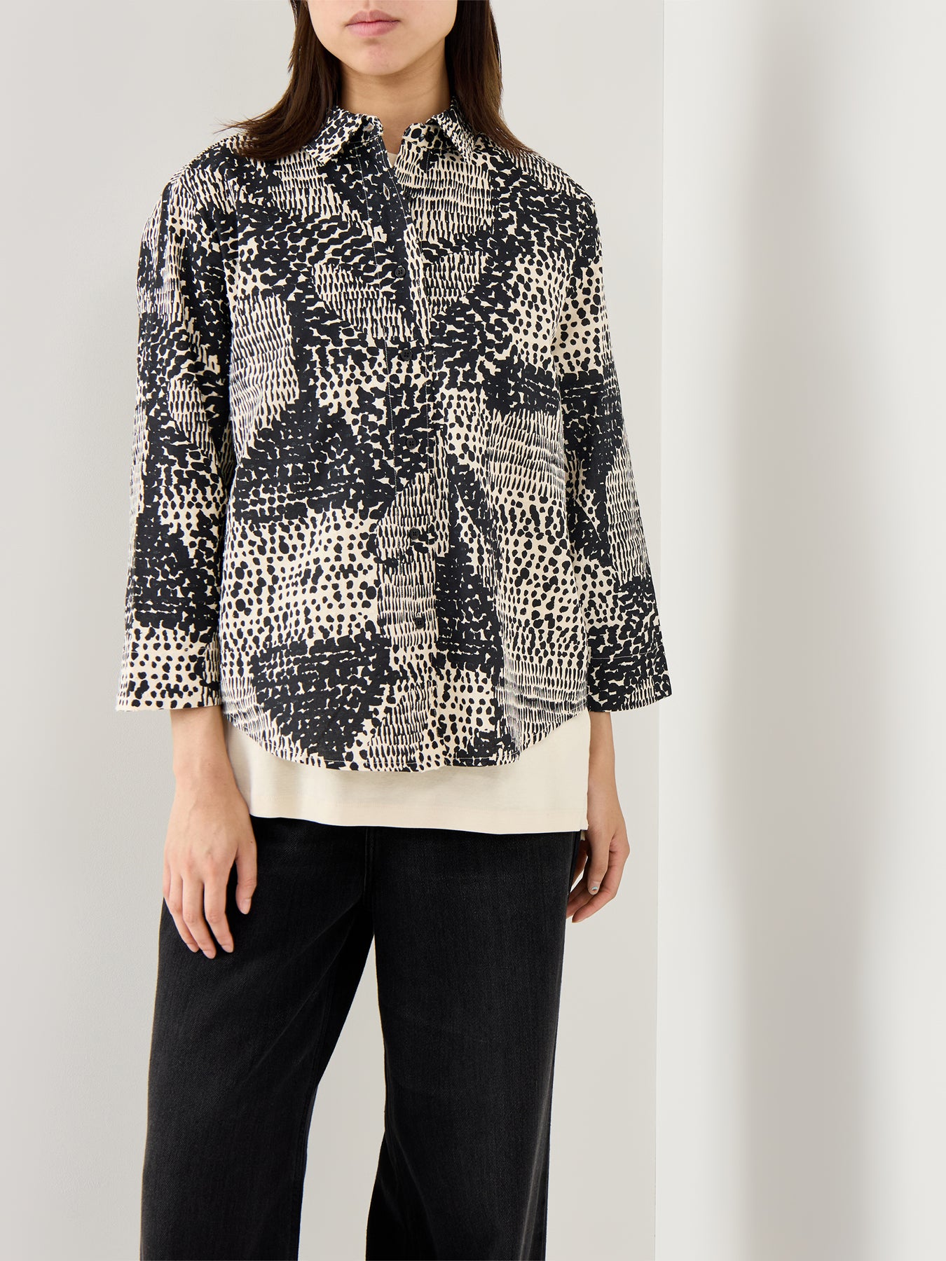 MaIduka Printed 3/4 Sleeve Shirt Black