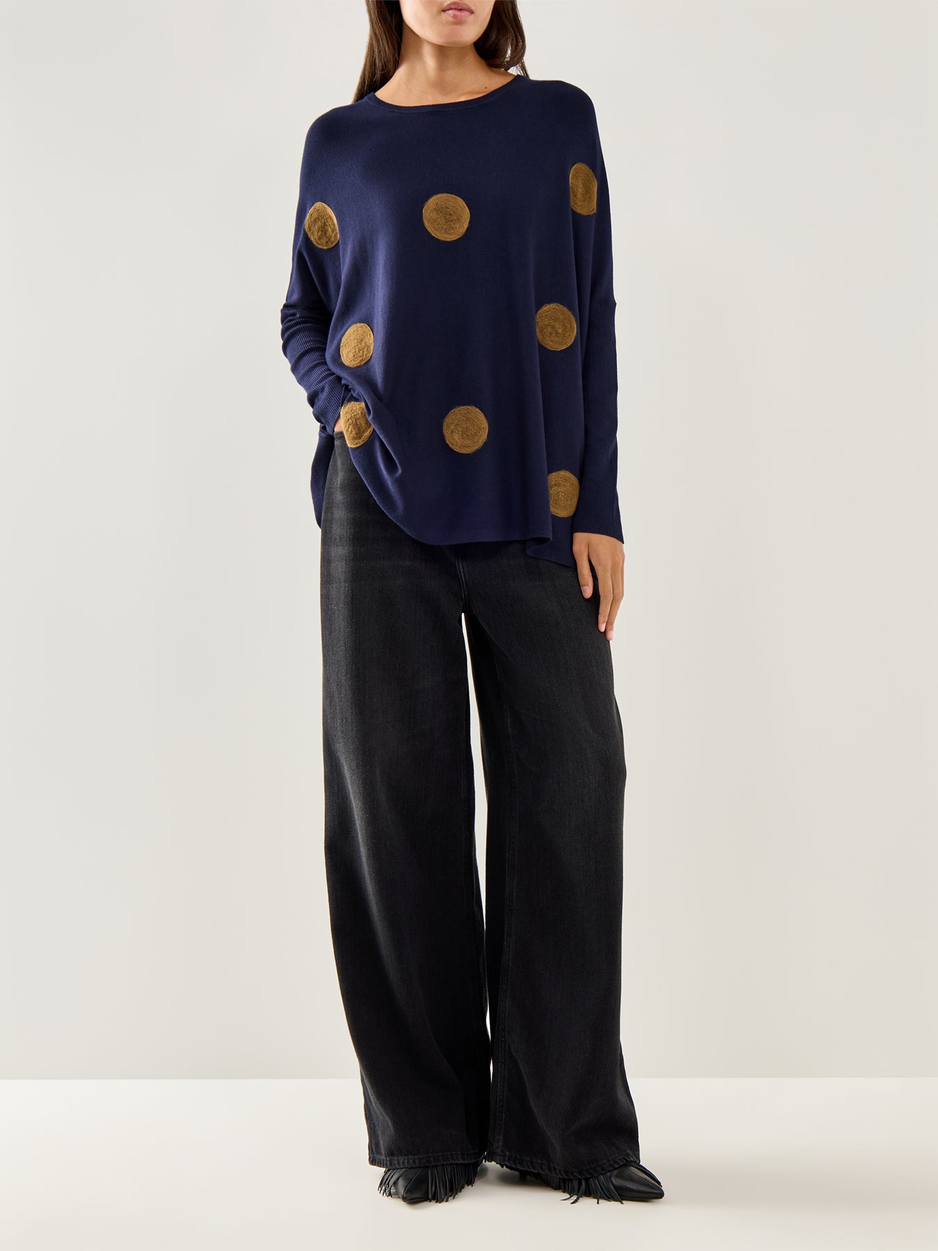 Fanasi Dot Knit Top Navy