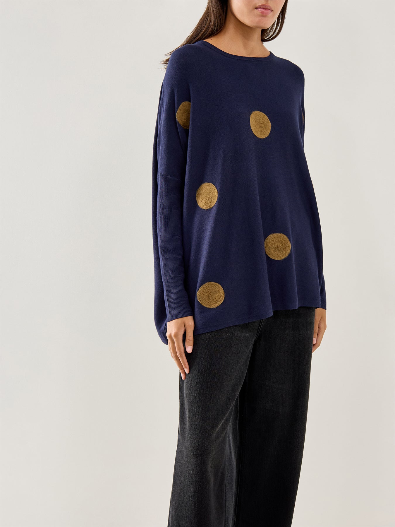 Fanasi Dot Knit Top Navy