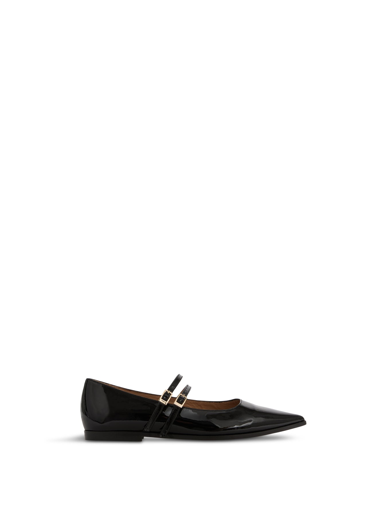 Lulu Black Patent Strap Rand Flat Black