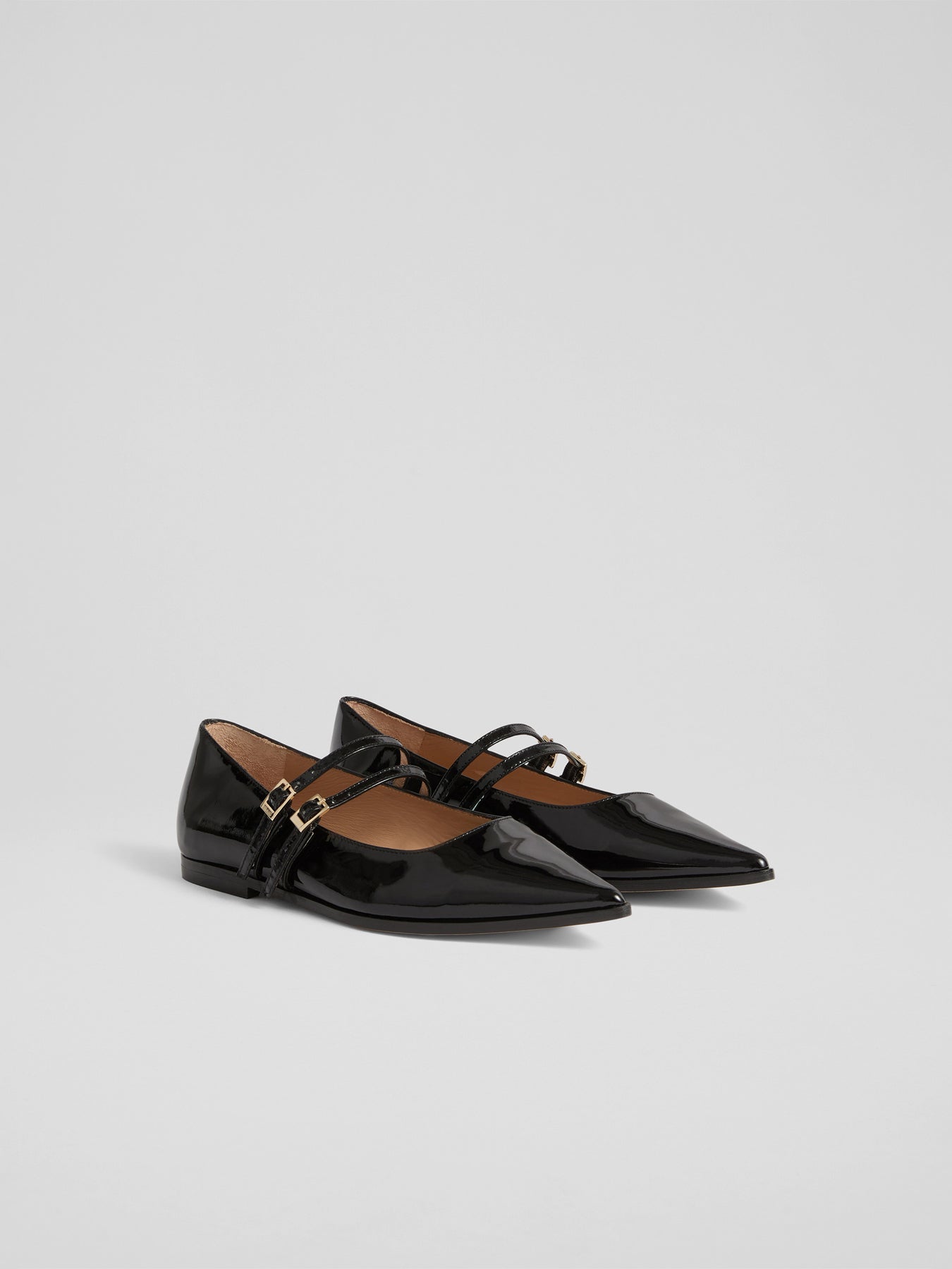 Lulu Black Patent Strap Rand Flat Black
