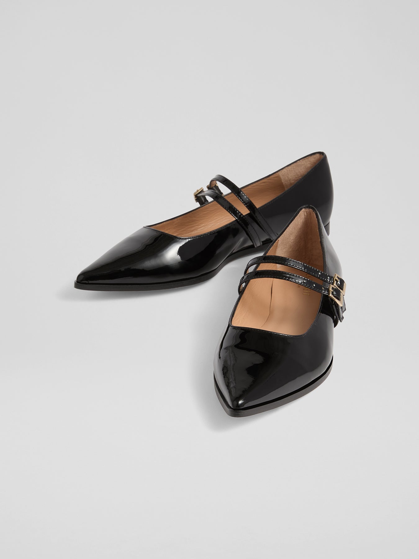 Lulu Black Patent Strap Rand Flat Black